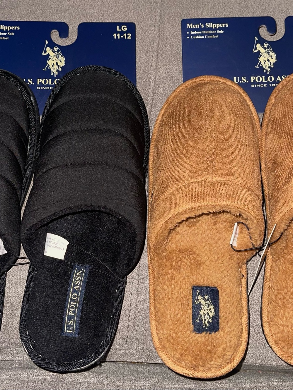 Bundle! 2 Pair U.S. Polo Assn Men’s Slippers LG 11-12